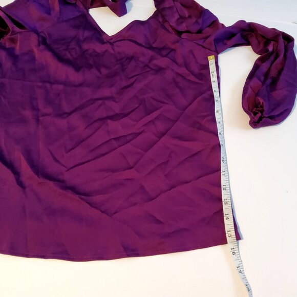 Purple Kasper V-Neck Long Sleeve Blouse Womens Size M V-neckline Long sleeves - Picture 4 of 11